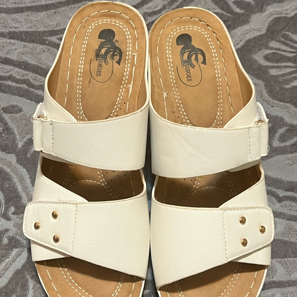 White Open-Toe Sandals with Textured Straps